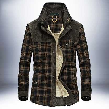 Veste à carreaux d'hiver Loom & Soul™ pour homme – Manteau militaire épais en coton doublé de polaire pour la chaleur et un style classique