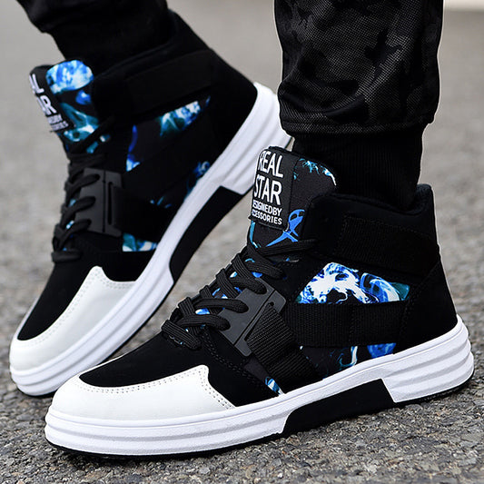 Loom & Soul™ Camouflage High-Top Lace-Up Shoes – Men’s Suede Leather Sneakers with Non-Slip Rubber Sole