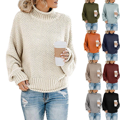 Loom & Soul™ Women’s Solid Turtleneck Sweater – Winter Knitted Long-Sleeve Pullover