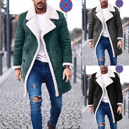Loom & Soul™ Men’s Winter Trench Coat – Classic Solid Color Long Sleeve Overcoat for Timeless Style