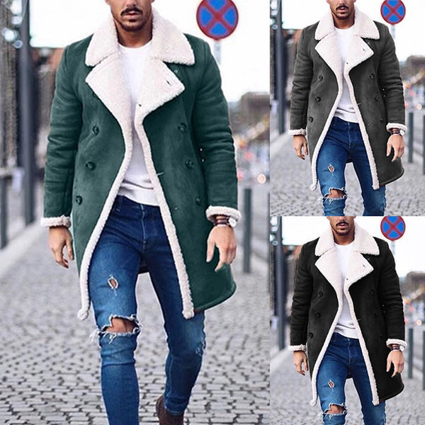 Loom & Soul™ Men’s Winter Trench Coat – Classic Solid Color Long Sleeve Overcoat for Timeless Style