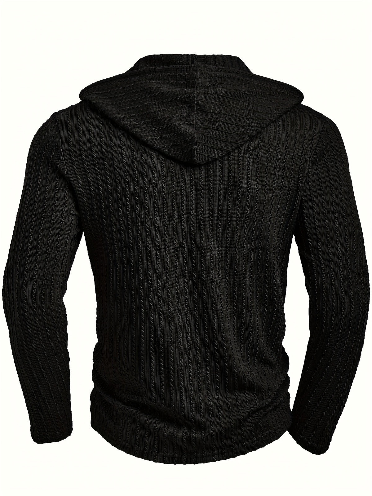 T-shirt Henley à capuche pour homme – Pull à capuche décontracté texturé à manches longues et cordon de serrage