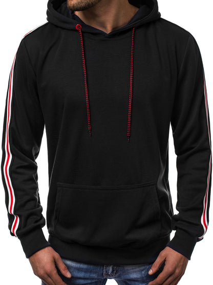 Men’s Fashion Line Splicing Hoodie – Casual Streetwear Jumper