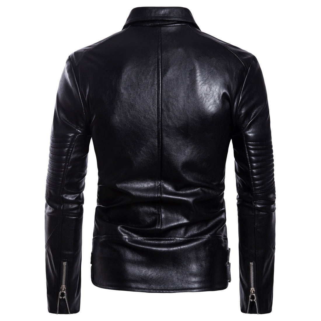 Blouson en cuir d'agneau Loom & Soul™ pour homme – Veste ajustée de style européen avec col de costume et fermeture éclair