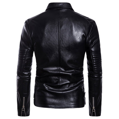 Blouson en cuir d'agneau Loom & Soul™ pour homme – Veste ajustée de style européen avec col de costume et fermeture éclair
