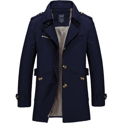 Trench-coat à capuche mi-long pour homme – Manteau décontracté à col montant