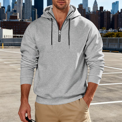 Haut à capuche pour homme avec col montant – Sweat décontracté de luxe pour les trajets quotidiens