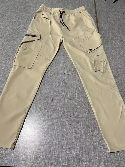 Pantalon cargo noir pour homme – Pantalon streetwear multipoches à cordon de serrage