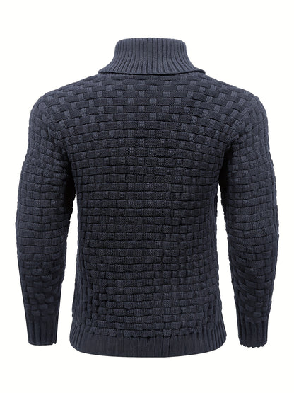 Pull en tricot gaufré pour homme – Grande élasticité avec col à revers