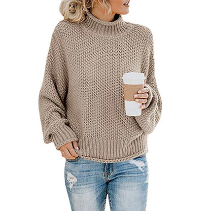 Loom & Soul™ Women’s Solid Turtleneck Sweater – Winter Knitted Long-Sleeve Pullover