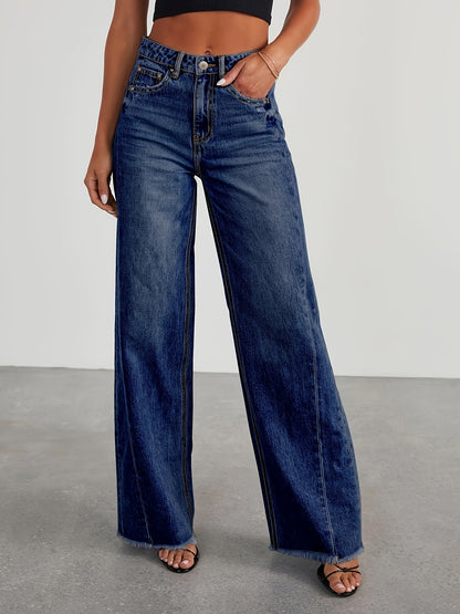 Jean taille haute ample pour femme – Denim décontracté extensible