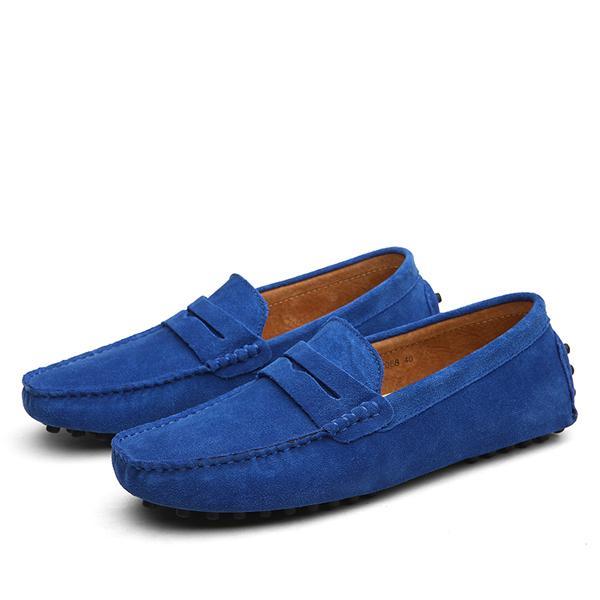 Loom & Soul Men’s Casual Leather Shoes – Genuine Cowhide Upper, Pigskin Lining, Anti-Skid Rubber Sole, Round Toe Slip-On Comfort