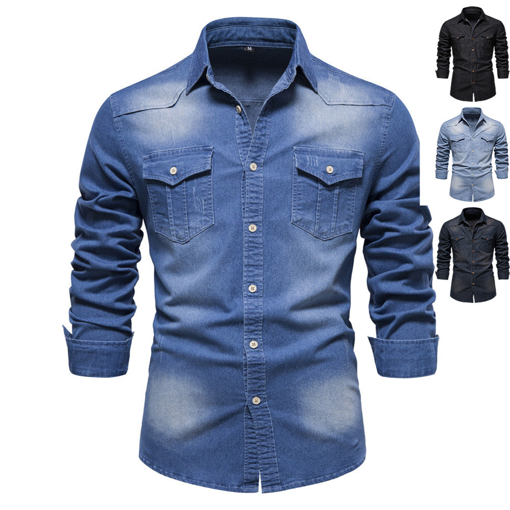 Chemise en jean Loom & Soul™ pour homme – Coupe ajustée, manches longues, boutonnée décontractée