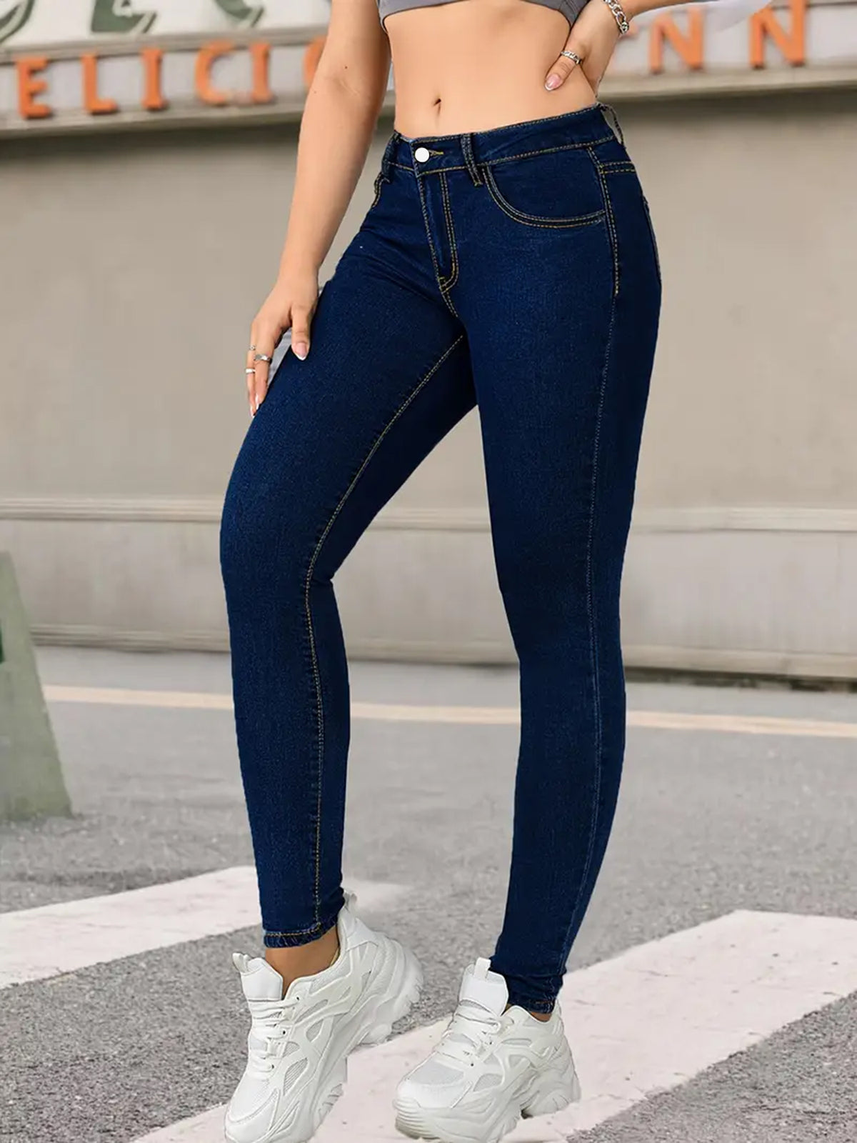 Women’s Slim Fit High-Waist Jeans – Stretch Pencil Denim