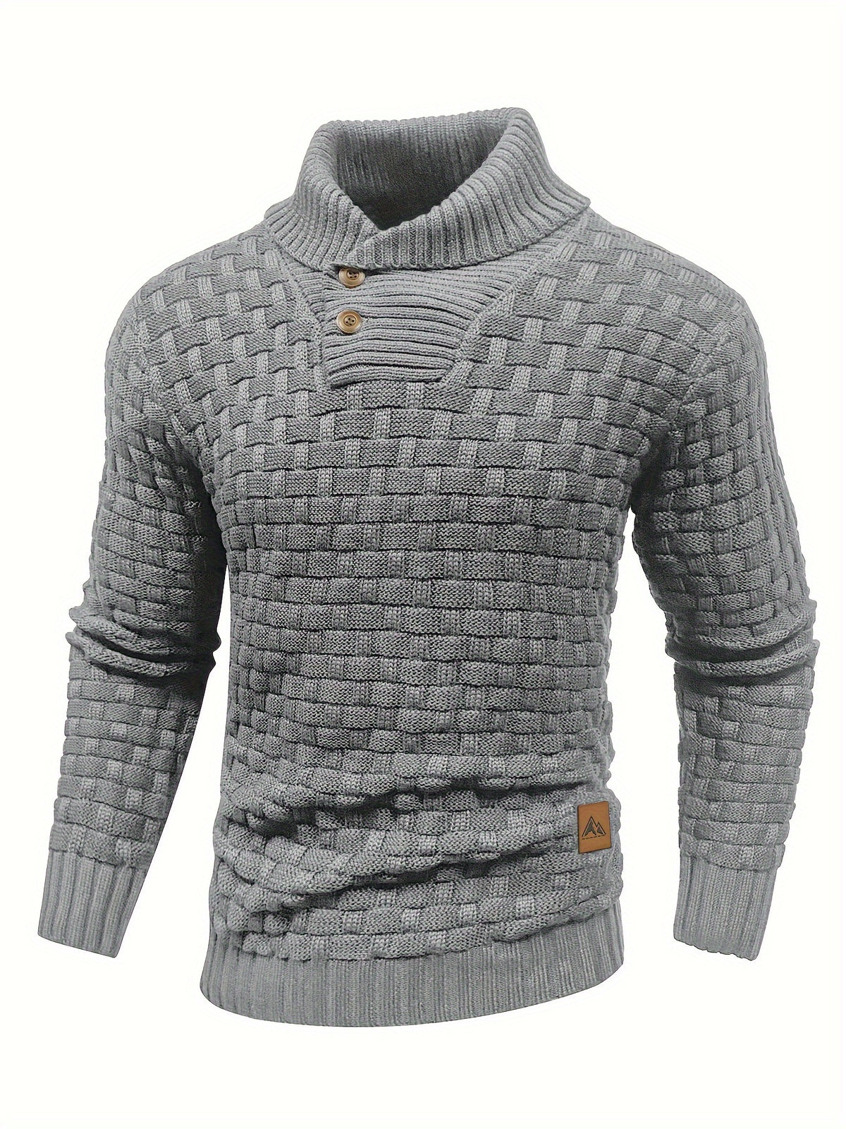 Pull en tricot gaufré pour homme – Grande élasticité avec col à revers