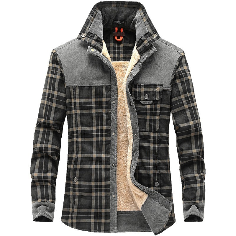 Veste à carreaux d'hiver Loom & Soul™ pour homme – Manteau militaire épais en coton doublé de polaire pour la chaleur et un style classique
