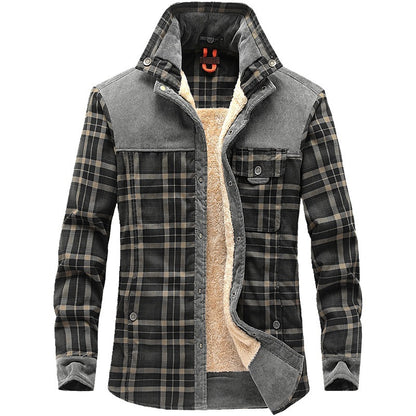 Veste à carreaux d'hiver Loom & Soul™ pour homme – Manteau militaire épais en coton doublé de polaire pour la chaleur et un style classique