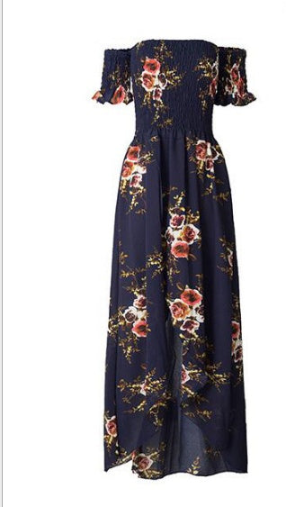 Boho Off-Shoulder Maxi Dress – Summer Beach Flow Dress for Women