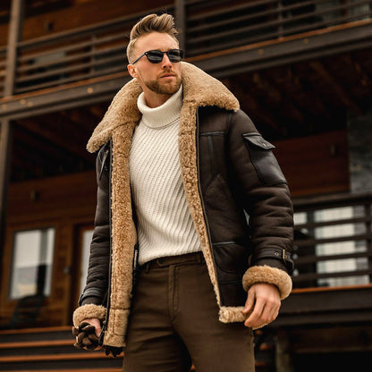 Chaqueta polar militar de hombre Loom & Soul™ – Abrigo táctico cálido de invierno con cuello de piel y diseño multibolsillo