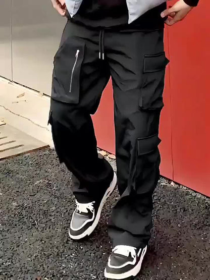 Pantalon Cargo Vert Homme – Coupe Droite Ample Taille Élastique