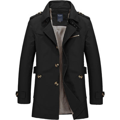 Trench-coat à capuche mi-long pour homme – Manteau décontracté à col montant