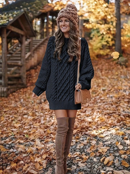 Pull Vika femme – Col rond ample en maille mi-longue