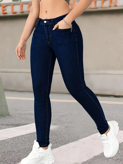 Women’s Slim Fit High-Waist Jeans – Stretch Pencil Denim