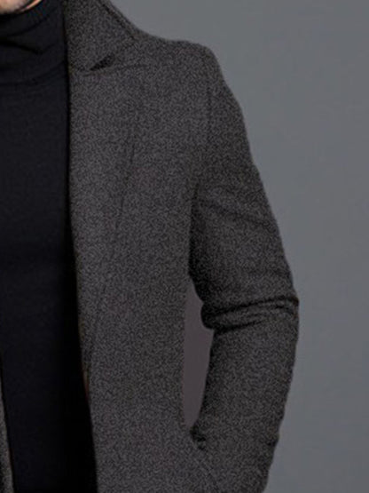 Men’s Classic Lapel Coat – Single Breasted Winter Jacket