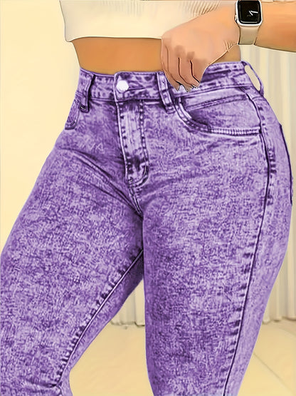 High Waist Snowflake Skinny Jeans – Stretch 9-Length Fit