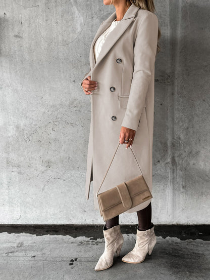 Manteau long à revers croisé Loom & Soul™ – Veste d'hiver longue et ajustée pour femme pour un style urbain chic et sans effort