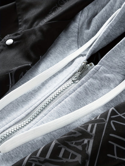 Sudadera con capucha y cremallera con estampado de dibujos animados para hombre de Loom & Soul – Chaqueta juvenil estilo urbano