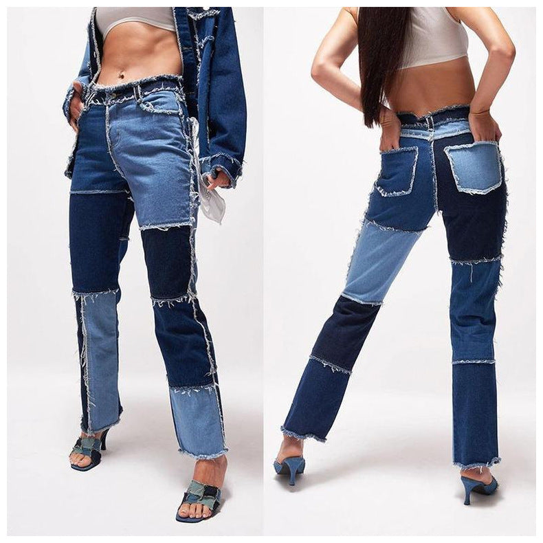 Jean droit à bords bruts Loom & Soul™ – Jean extensible taille haute pour femme