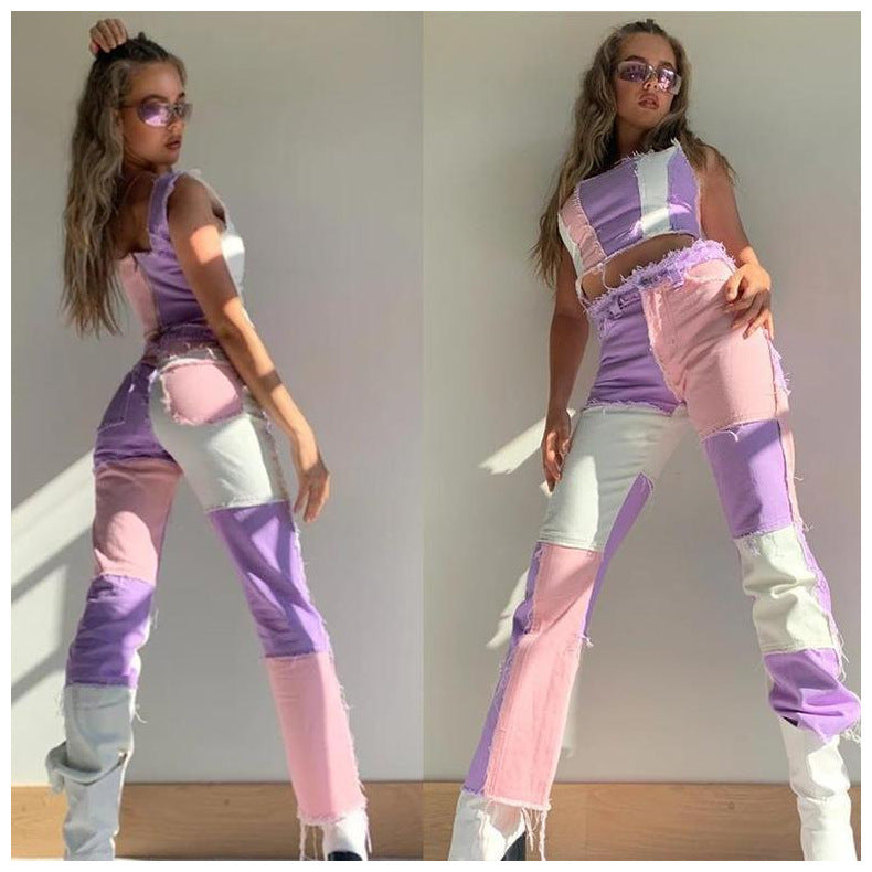 Jean droit à bords bruts Loom & Soul™ – Jean extensible taille haute pour femme