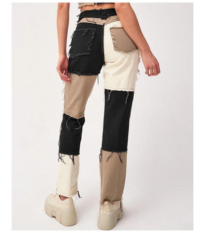 Jean droit à bords bruts Loom & Soul™ – Jean extensible taille haute pour femme