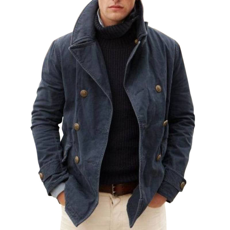 Men’s Casual Solid Color Jacket – Loose Fit Lapel Everyday Coat