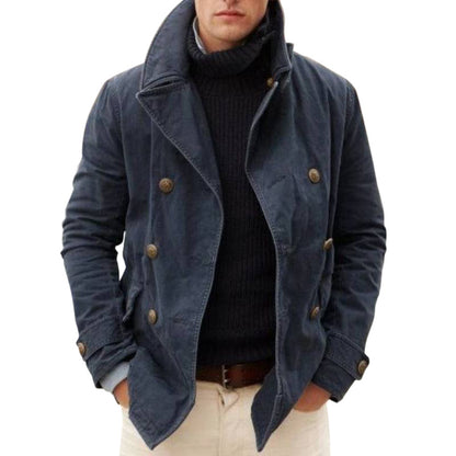 Men’s Casual Solid Color Jacket – Loose Fit Lapel Everyday Coat