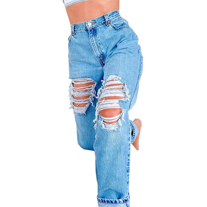Jean en denim déchiré Loom & Soul pour femme – Pantalon coupe slim très extensible