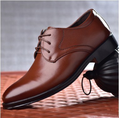 Chaussures pour hommes à bouts pointus Loom & Soul™ – Modèle classique en cuir à lacets avec doublure respirante et semelle en caoutchouc