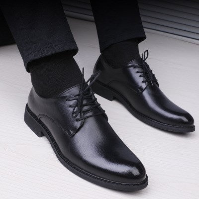 Chaussures pour hommes à bouts pointus Loom & Soul™ – Modèle classique en cuir à lacets avec doublure respirante et semelle en caoutchouc