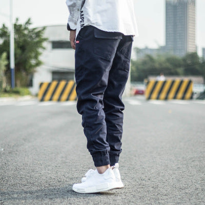 Loom & Soul Men’s Slim-Fit Harem Trousers – Cotton Pencil Pants with Mid-Waist Design and Zipper Closure