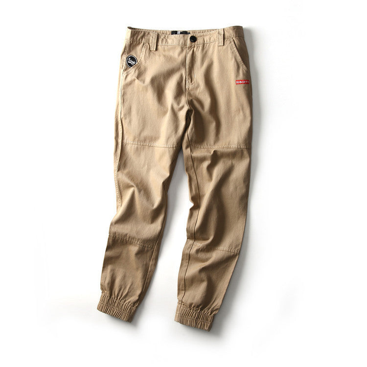 Loom & Soul Men’s Slim-Fit Harem Trousers – Cotton Pencil Pants with Mid-Waist Design and Zipper Closure