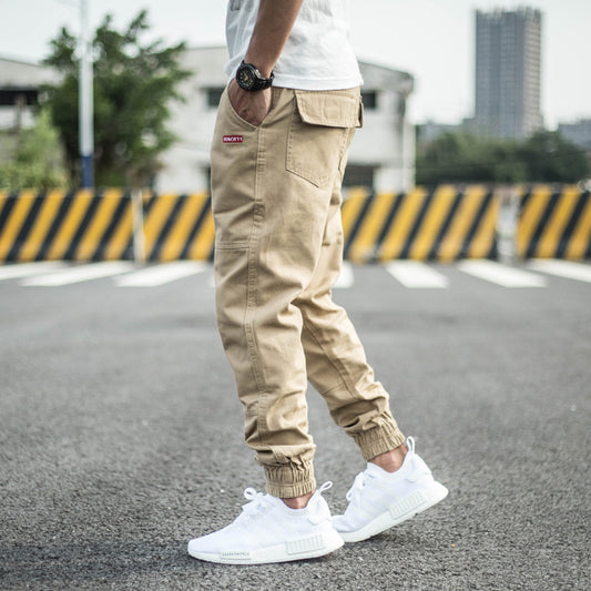 Loom & Soul Men’s Slim-Fit Harem Trousers – Cotton Pencil Pants with Mid-Waist Design and Zipper Closure