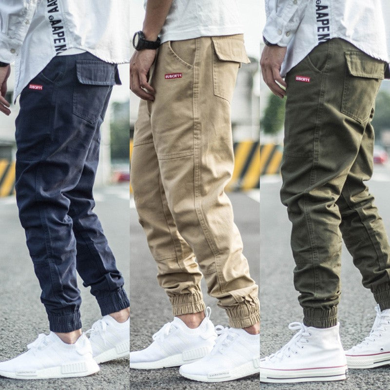 Loom & Soul Men’s Slim-Fit Harem Trousers – Cotton Pencil Pants with Mid-Waist Design and Zipper Closure