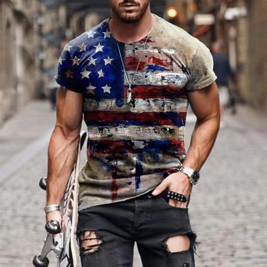 Men’s Vintage USA Flag T-Shirt – Slim Fit Streetwear Tee