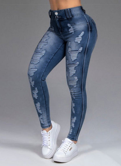 Loom & Soul™ Ripped Stretch Jeans – Women’s Slim Straight Denim Pants
