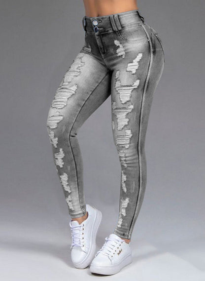 Loom & Soul™ Ripped Stretch Jeans – Women’s Slim Straight Denim Pants