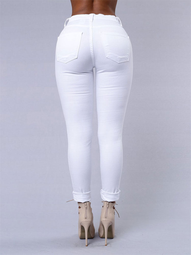 Jean skinny taille haute déchiré Loom & Soul™ – Pantalon en jean décontracté coupe ajustée pour femme