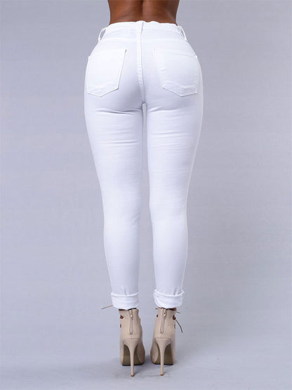 Jean skinny taille haute déchiré Loom & Soul™ – Pantalon en jean décontracté coupe ajustée pour femme