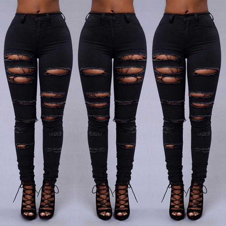 Jean skinny taille haute déchiré Loom & Soul™ – Pantalon en jean décontracté coupe ajustée pour femme