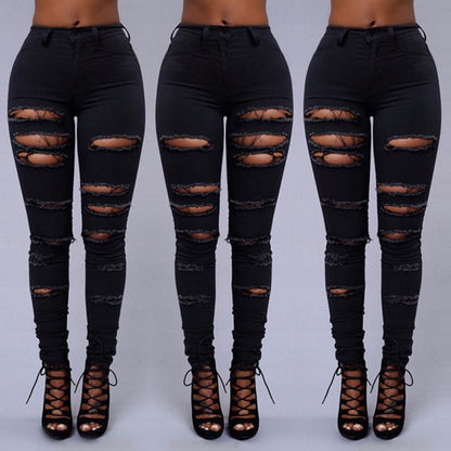 Jean skinny taille haute déchiré Loom & Soul™ – Pantalon en jean décontracté coupe ajustée pour femme